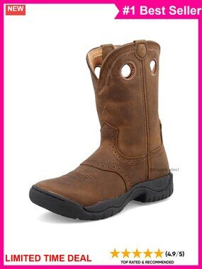 Twisted X Women's 9" Leather Western Work Boot Round Toe Pull On